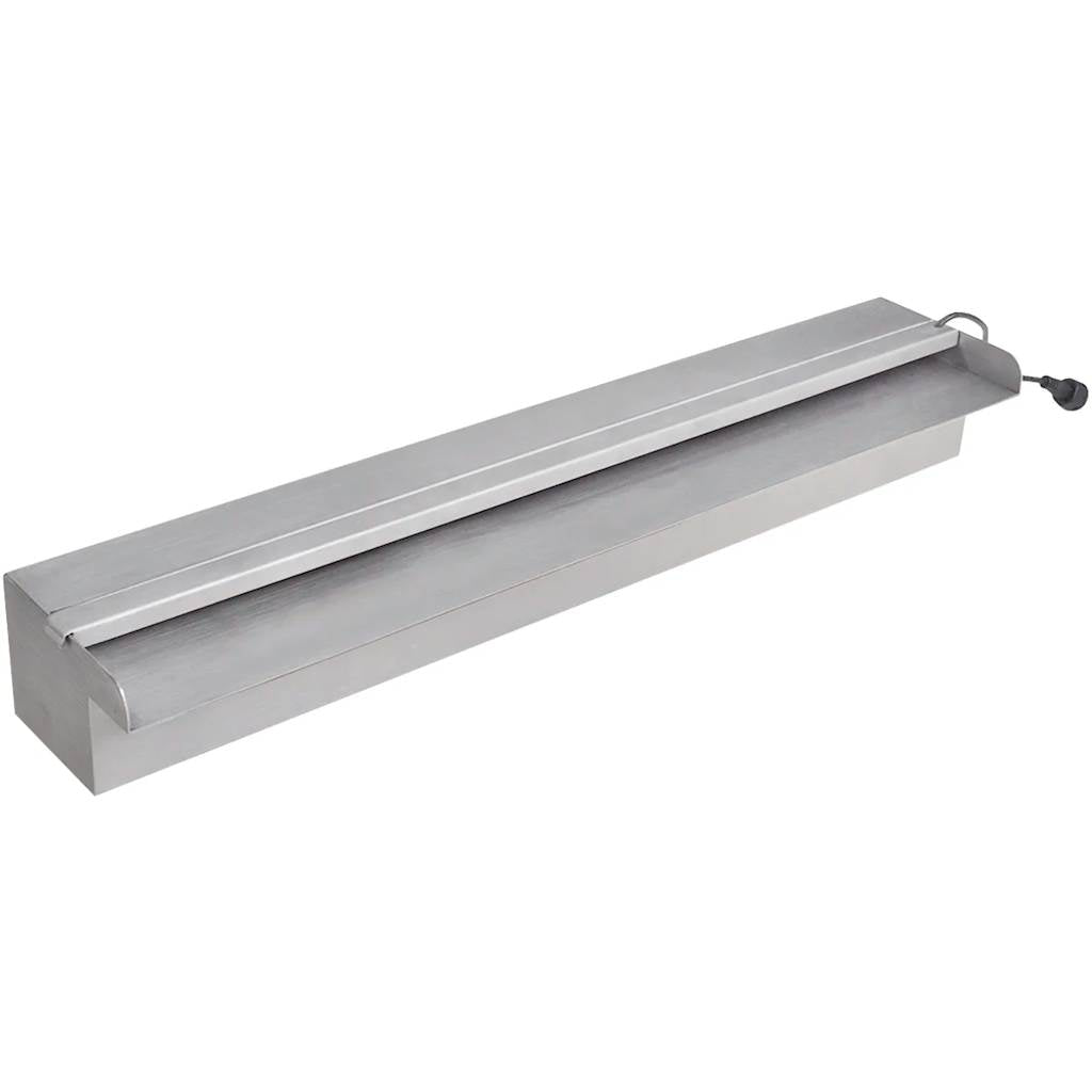 Fuente cascada rectangular LED para piscina acero inoxidable 60 cm