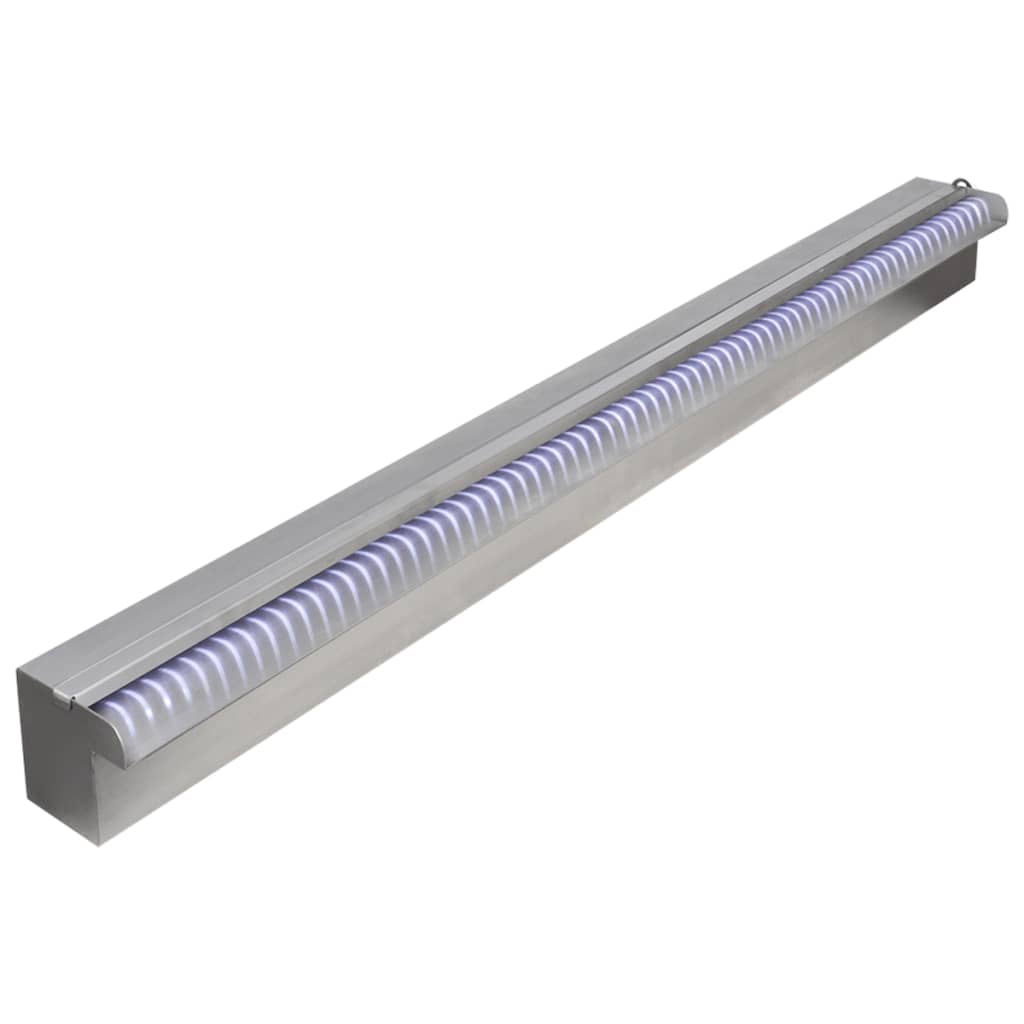 Fuente cascada rectangular LED piscina acero inoxidable 90 cm vidaXL