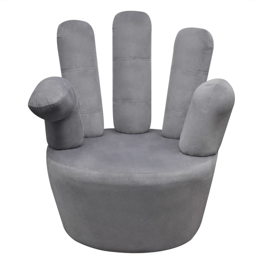 Sillón en forma de mano de terciopelo gris vidaXL