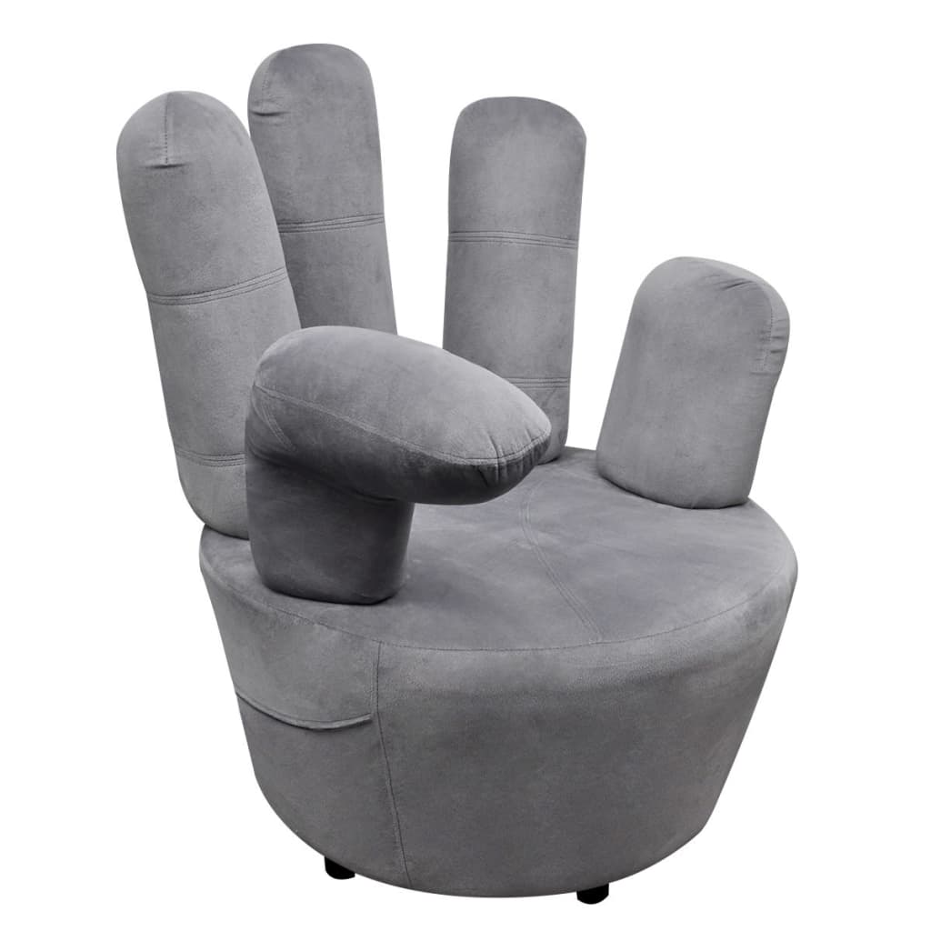 Sillón en forma de mano de terciopelo gris vidaXL