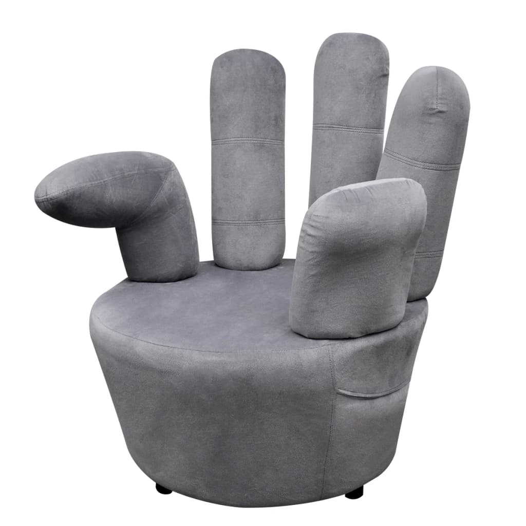 Vetonek Sillón en forma de mano de terciopelo gris