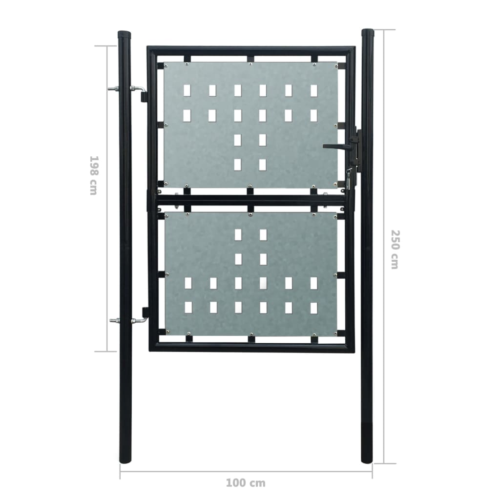 100x250 cm black garden fence door