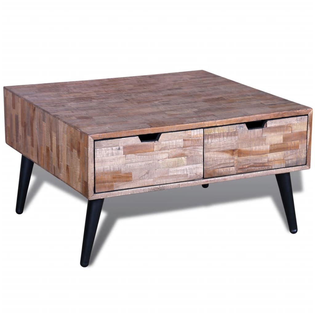 Center table with 4 recycled teak wooden drawers