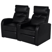 2 Seater Black Artificial Leather Recliner v2499 Vetonek