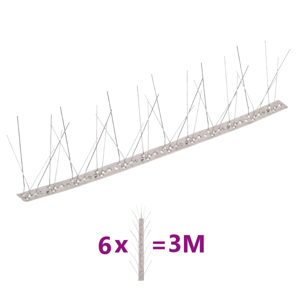 Vetonek Set de 6 hileras pinchos contra pájaros y palomas 5 filas 3 m