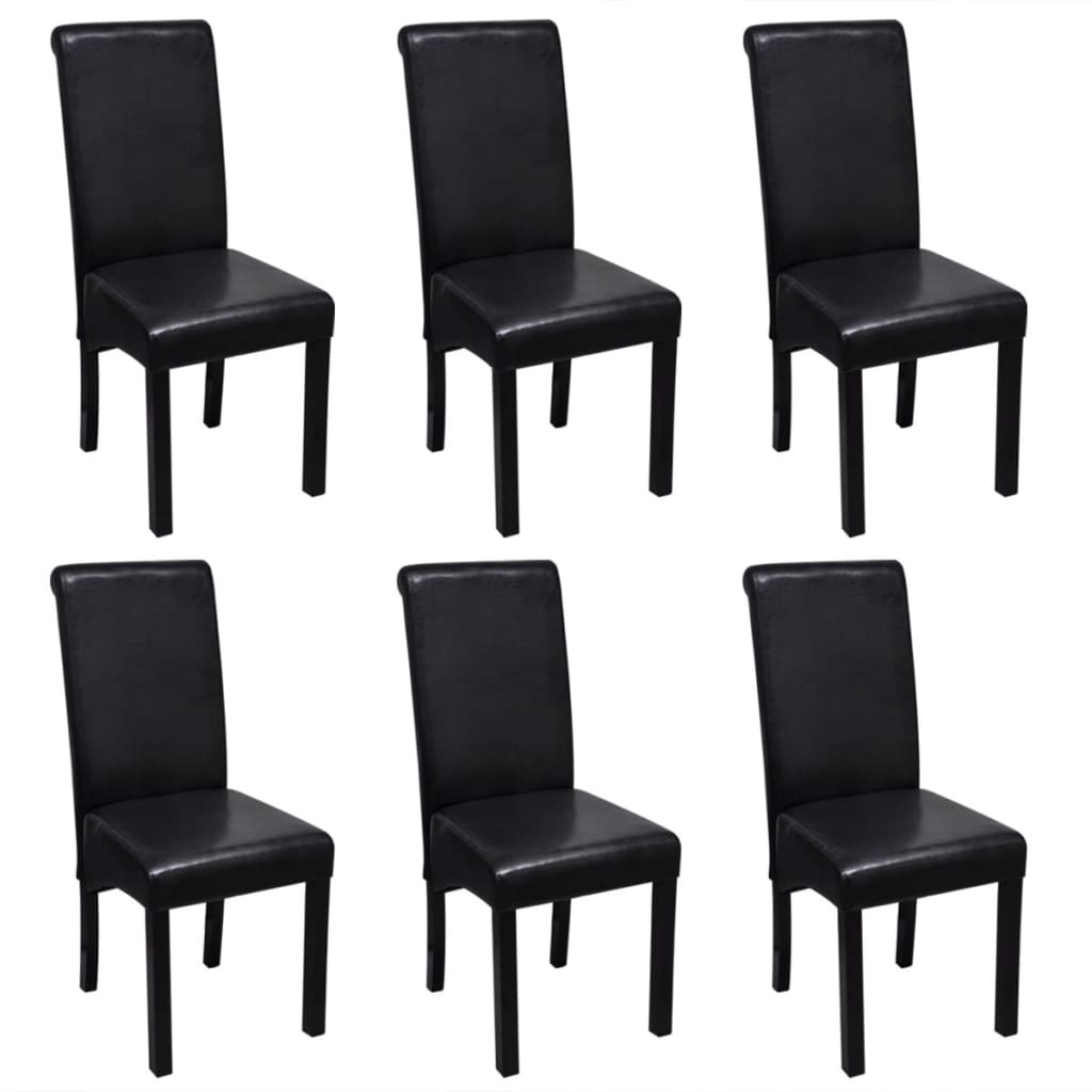 Vetonek Sillas de comedor 6 unidades cuero sintético negro