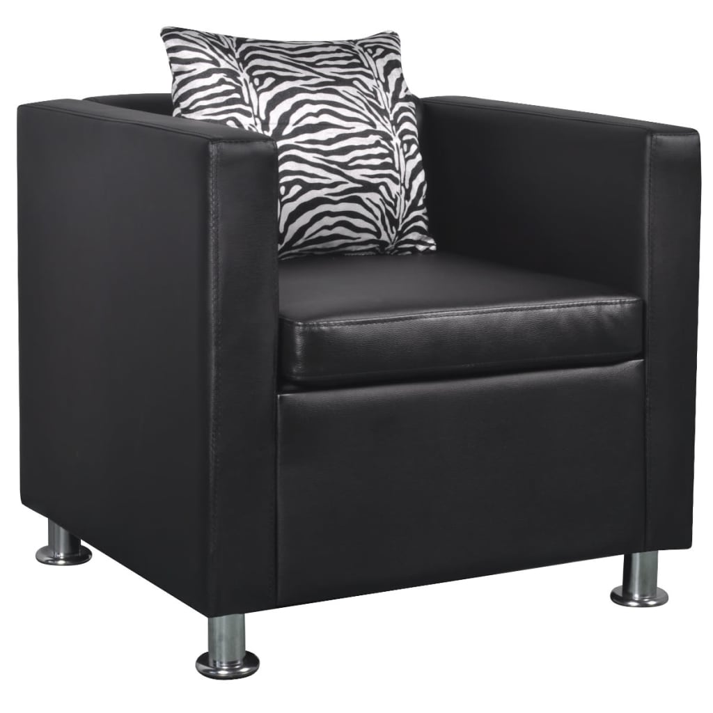 Vetonek Sillón de cuero sintético negro