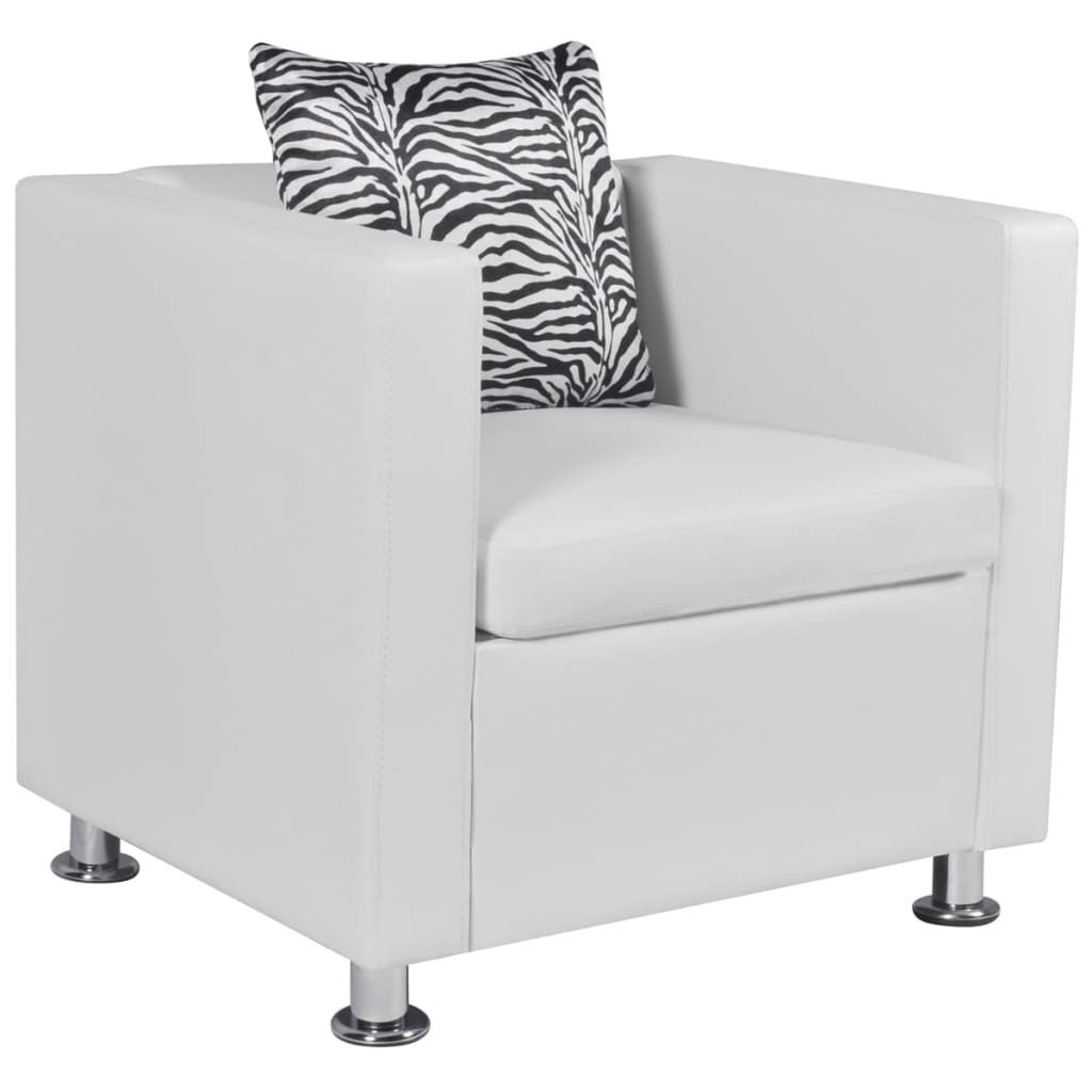   Vetonek Sillón de cuero sintético blanco