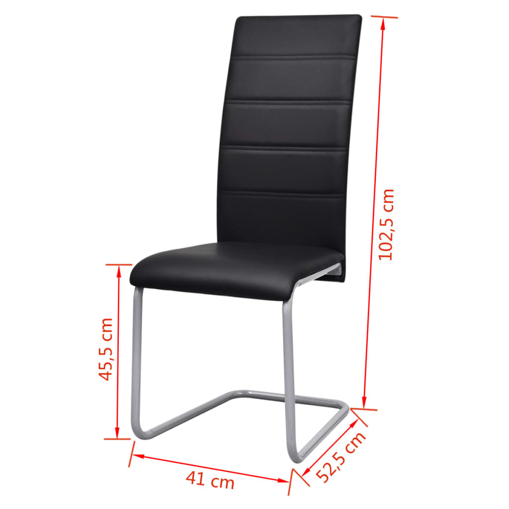 Sillas voladizas de comedor 2 unidades cuero sintético negro vidaXL