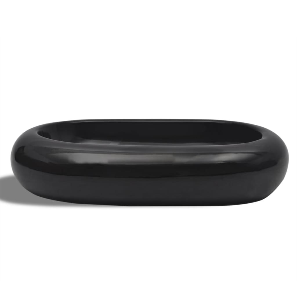 Oval black ceramic sink