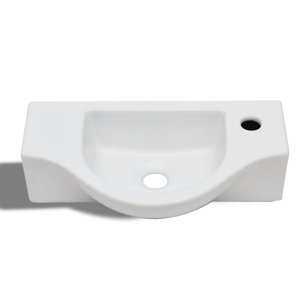 Lavabo de cerámica blanco con agujero para grifo - Vetonek