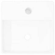 Lavabo de cerámica cuadrado orificio de grifo y desagüe blanco v2290 - Vetonek