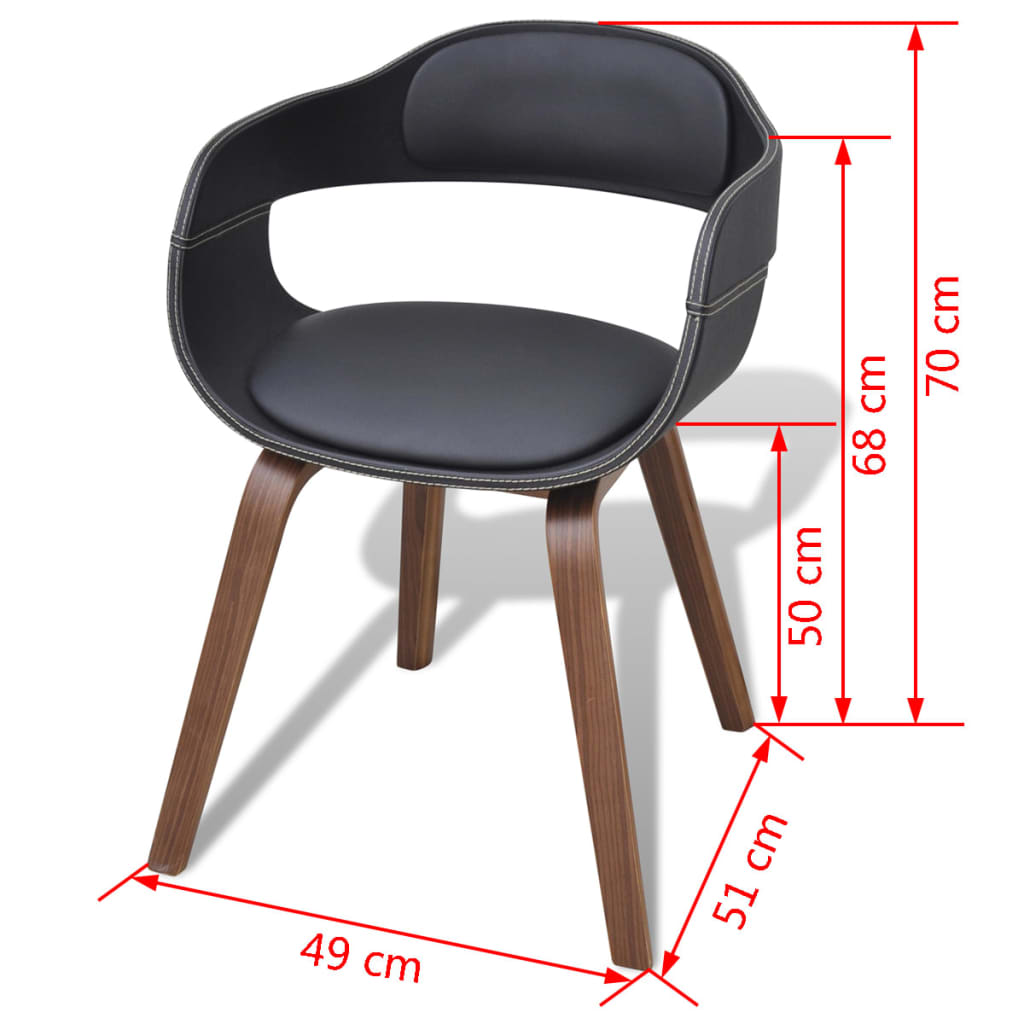 Sillas de comedor 4 uds madera curvada cuero sintético negro vidaXL