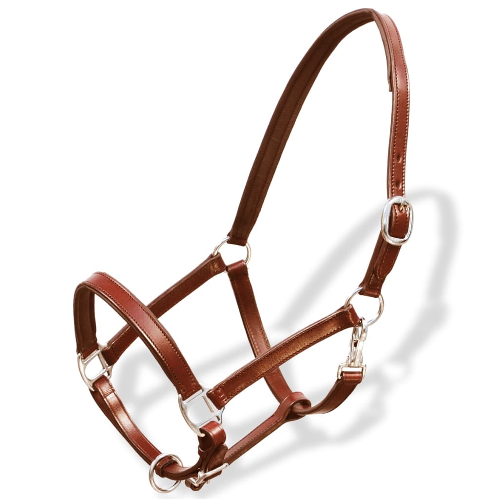 Ronzal/Cabestro de Cuero Marrón Ajustable Para Caballo Percherón