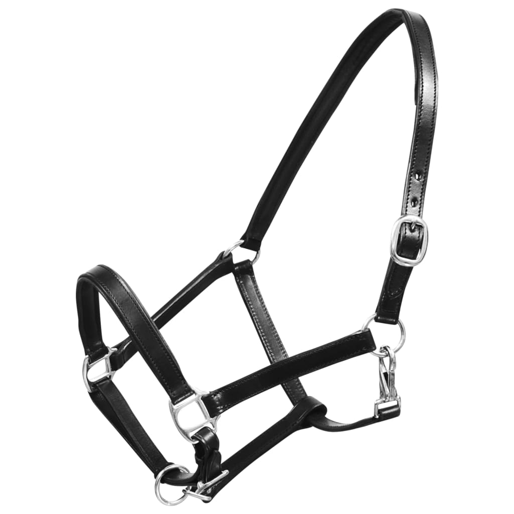 Ronzal/Cabestro de Cuero Negro Ajustable Para Caballo (Estándar)