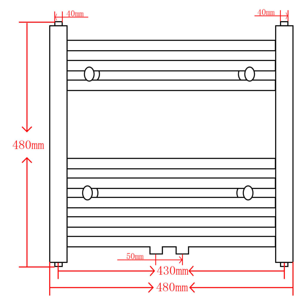 Radiador toallero de baño recto gris 480x480 mm