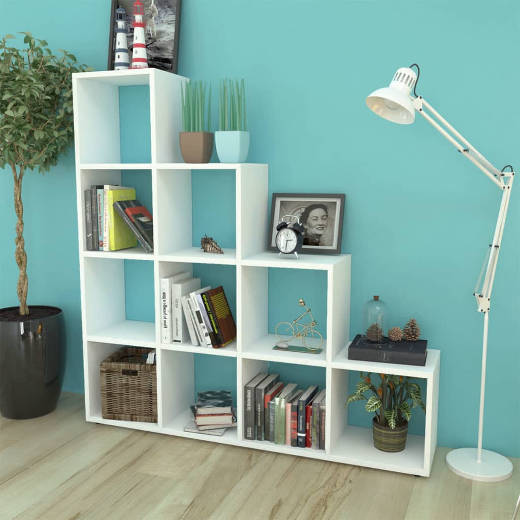 Vetonek Estantería librería en forma de escalera 142 cm blanca