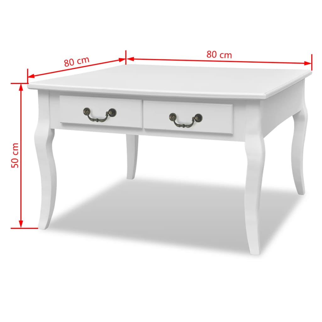 Center table with 4 white drawers