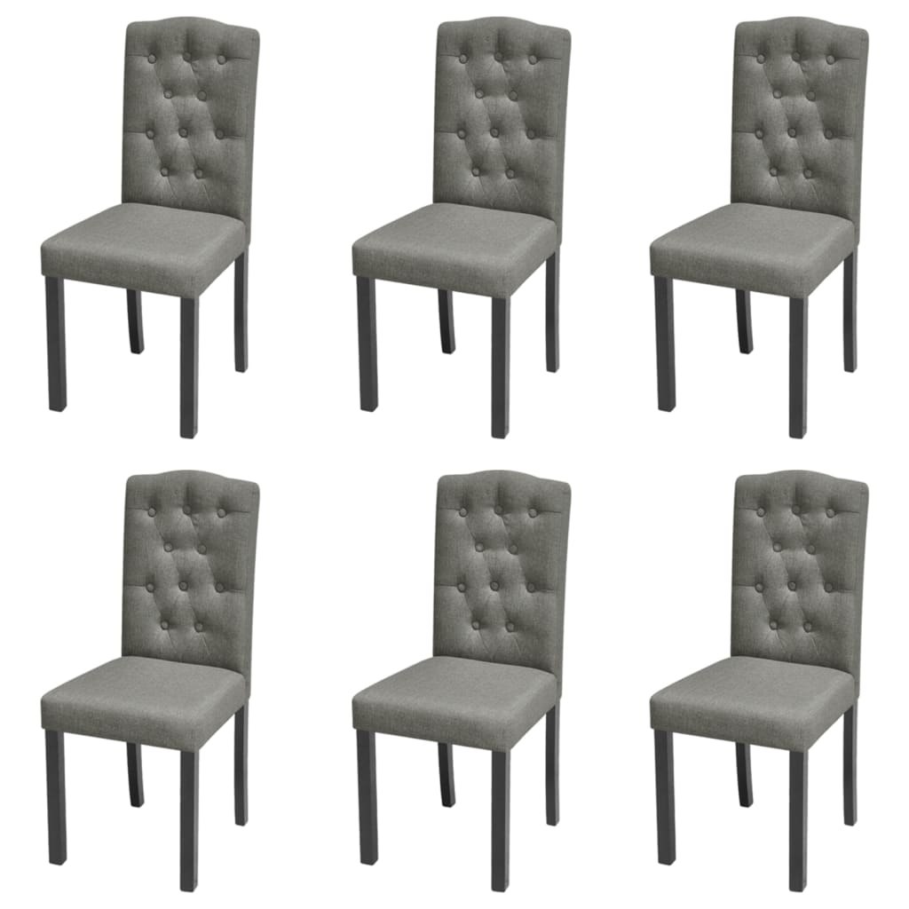 Vetonek Sillas de comedor 6 unidades de tela gris