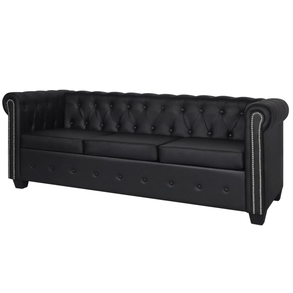 Sofás Chesterfield de 2 y 3 plazas cuero sintético negro vidaXL