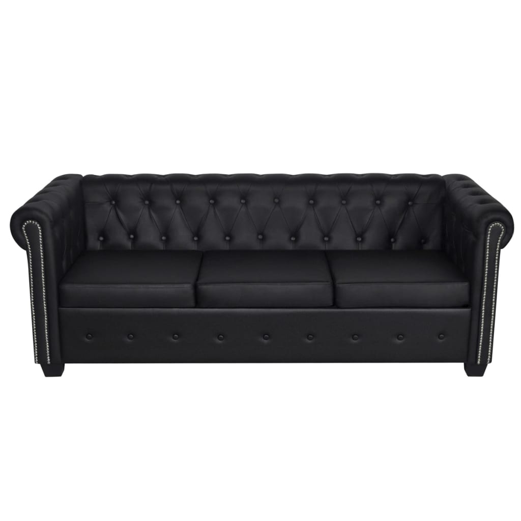 Sofás Chesterfield de 2 y 3 plazas cuero sintético negro vidaXL