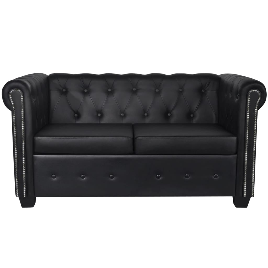 Sofás Chesterfield de 2 y 3 plazas cuero sintético negro vidaXL