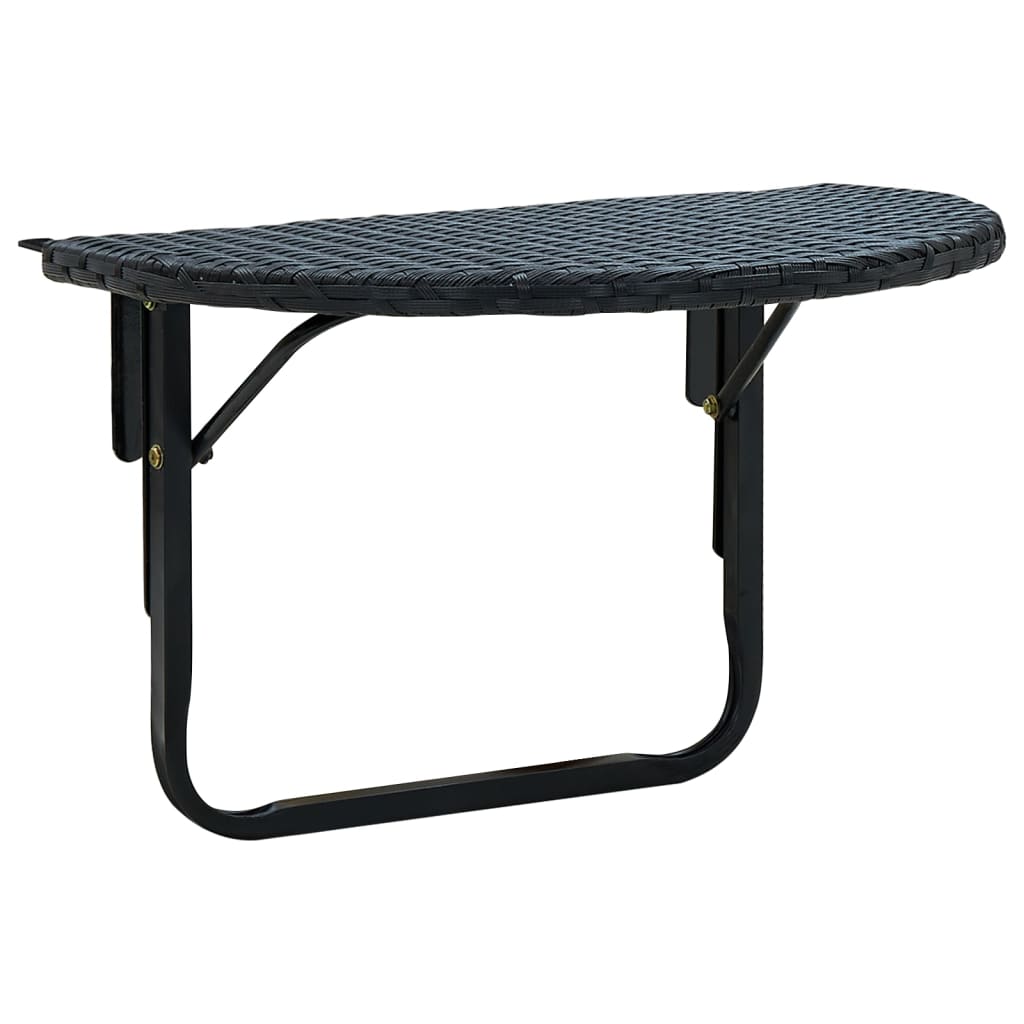 Vetonek Mesa de balcón de ratán sintético negro 60x60x32 cm