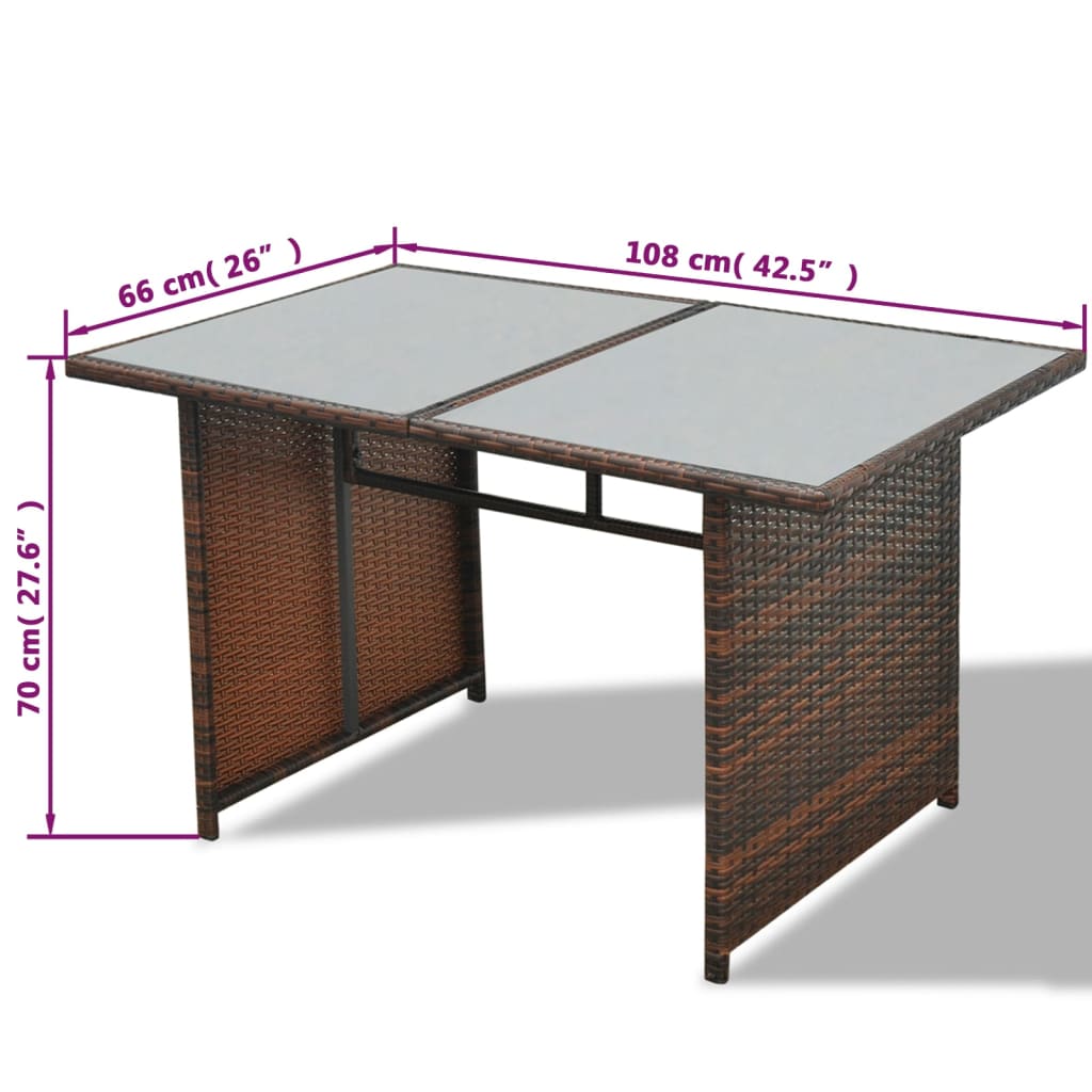 Set muebles de jardín 10 pzas y cojines ratán sintético marrón vidaXL