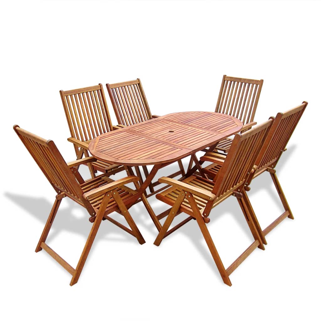 Vetonek Set de comedor de jardín 7 piezas madera maciza de acacia