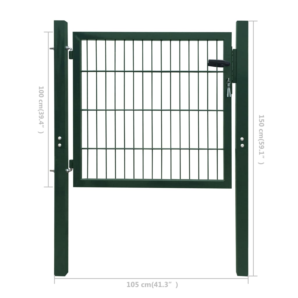 Puerta de vallado de acero verde 105x150 cm vidaXL