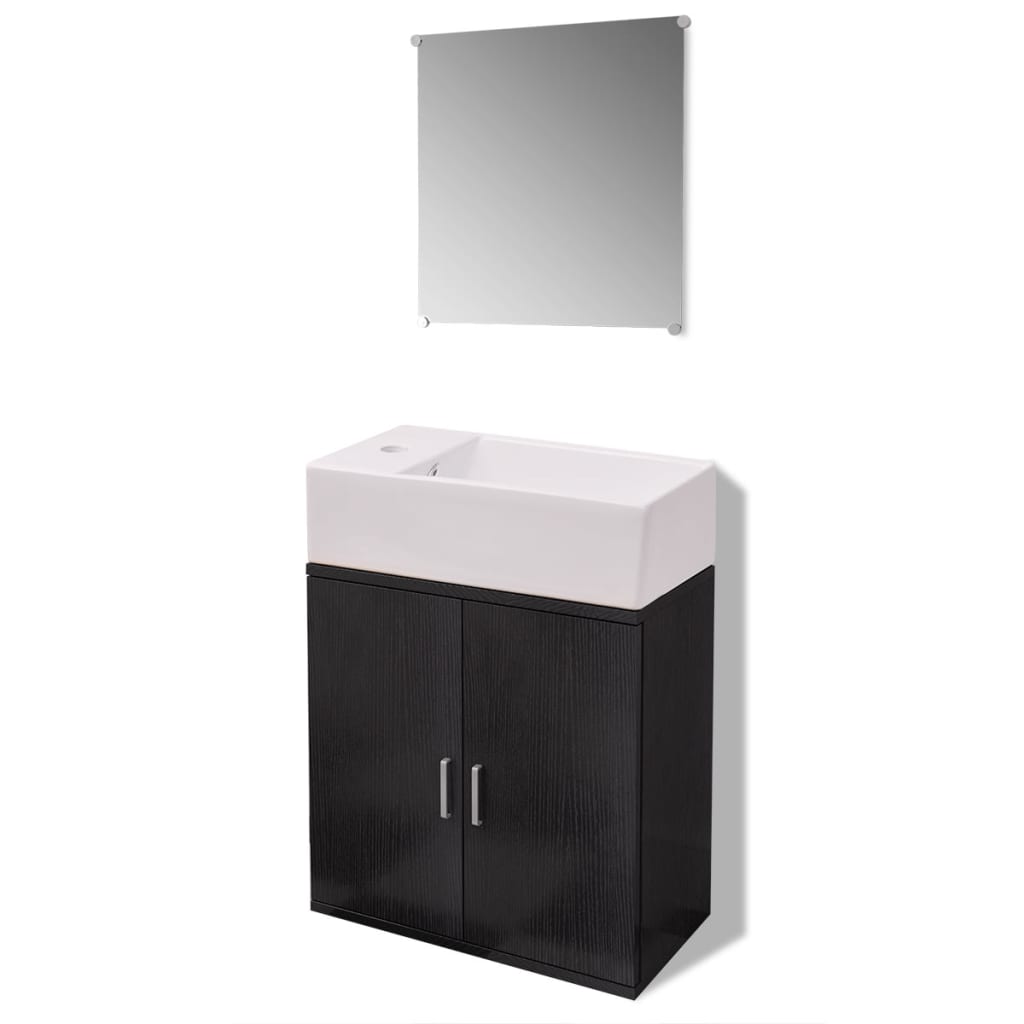 Vetonek Conjunto de mueble y lavabo 3 piezas negro