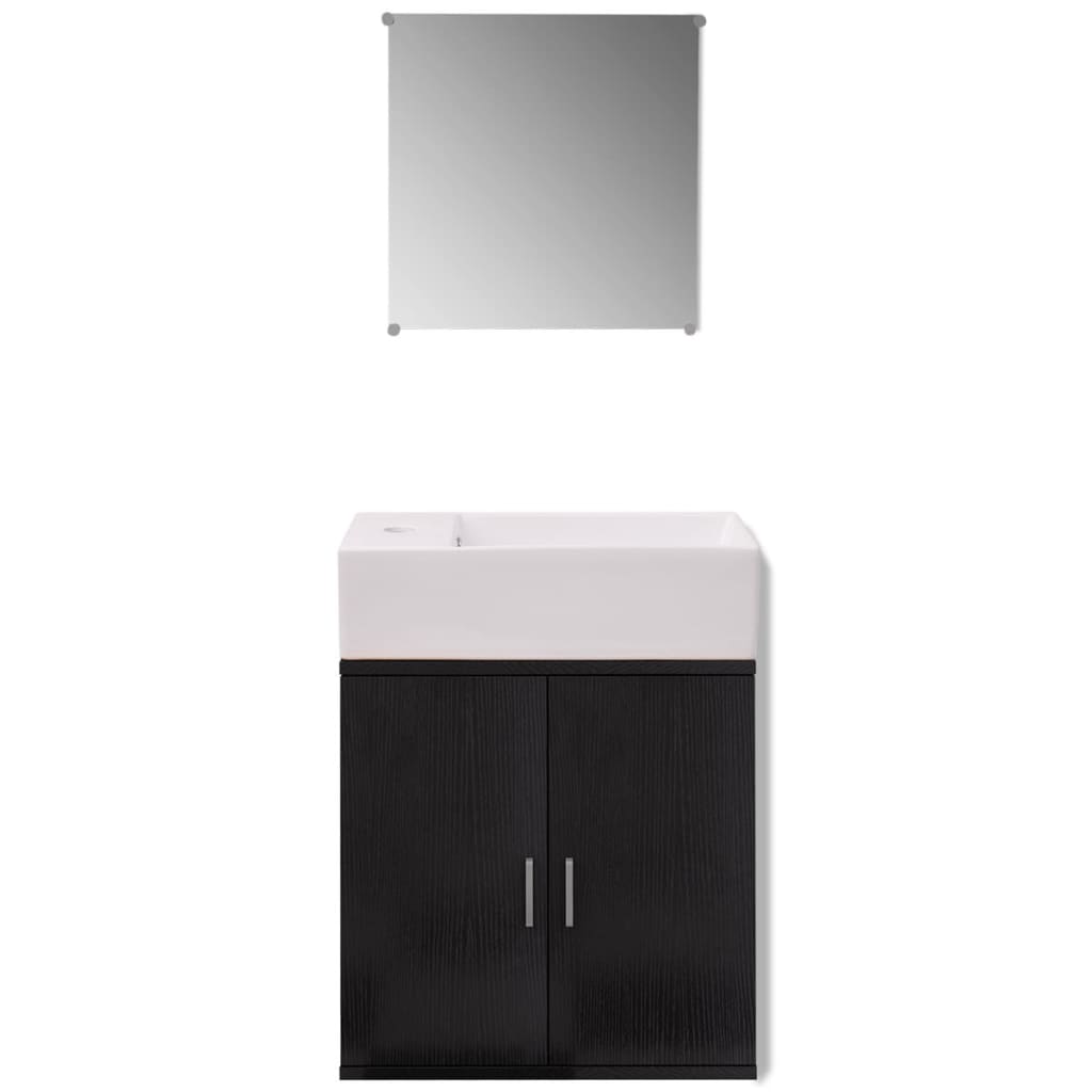 Conjunto de mueble y lavabo 3 piezas negro - Vetonek