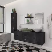Conjunto de muebles de baño y lavabo 9 piezas negro v6531 Vetonek