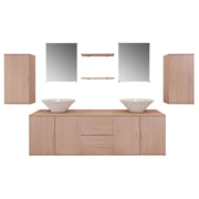 Vetonek Conjunto de muebles de baño y lavabo 9 piezas beige