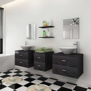 Conjunto de muebles de baño y lavabo 7 piezas negro - Vetonek