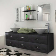Conjunto de muebles de baño y lavabo 7 piezas negro v6555 Vetonek