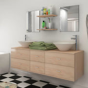 Conjunto de muebles de baño y lavabo 7 piezas beige v6562 Vetonek