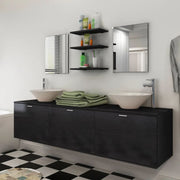 Conjunto de muebles de baño y lavabo 8 piezas negro v6579 Vetonek