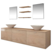 Vetonek Conjunto de muebles de baño y lavabo 8 piezas beige