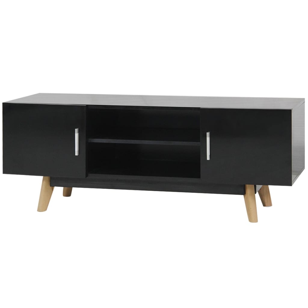 Vetonek Mueble para TV MDF negro alto brillo 120x40x46 cm