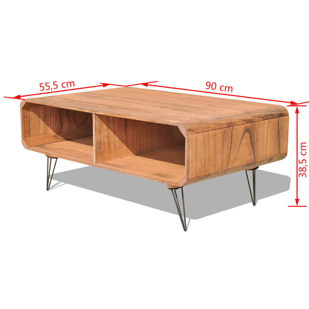 Mesa de centro madera maciza paulownia marrón 90x55,5x38,5 cm