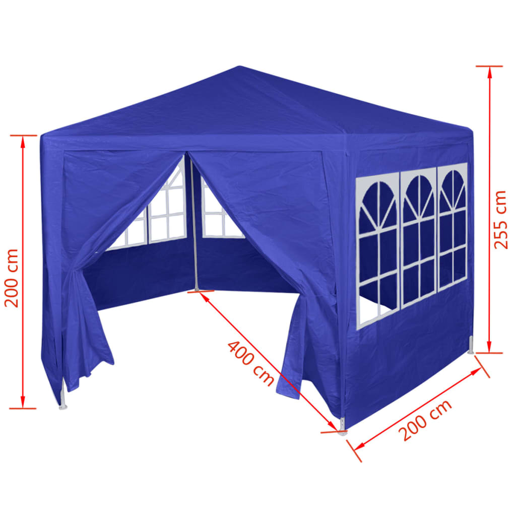 Marquesina con 6 paredes laterales azul 2x2 m