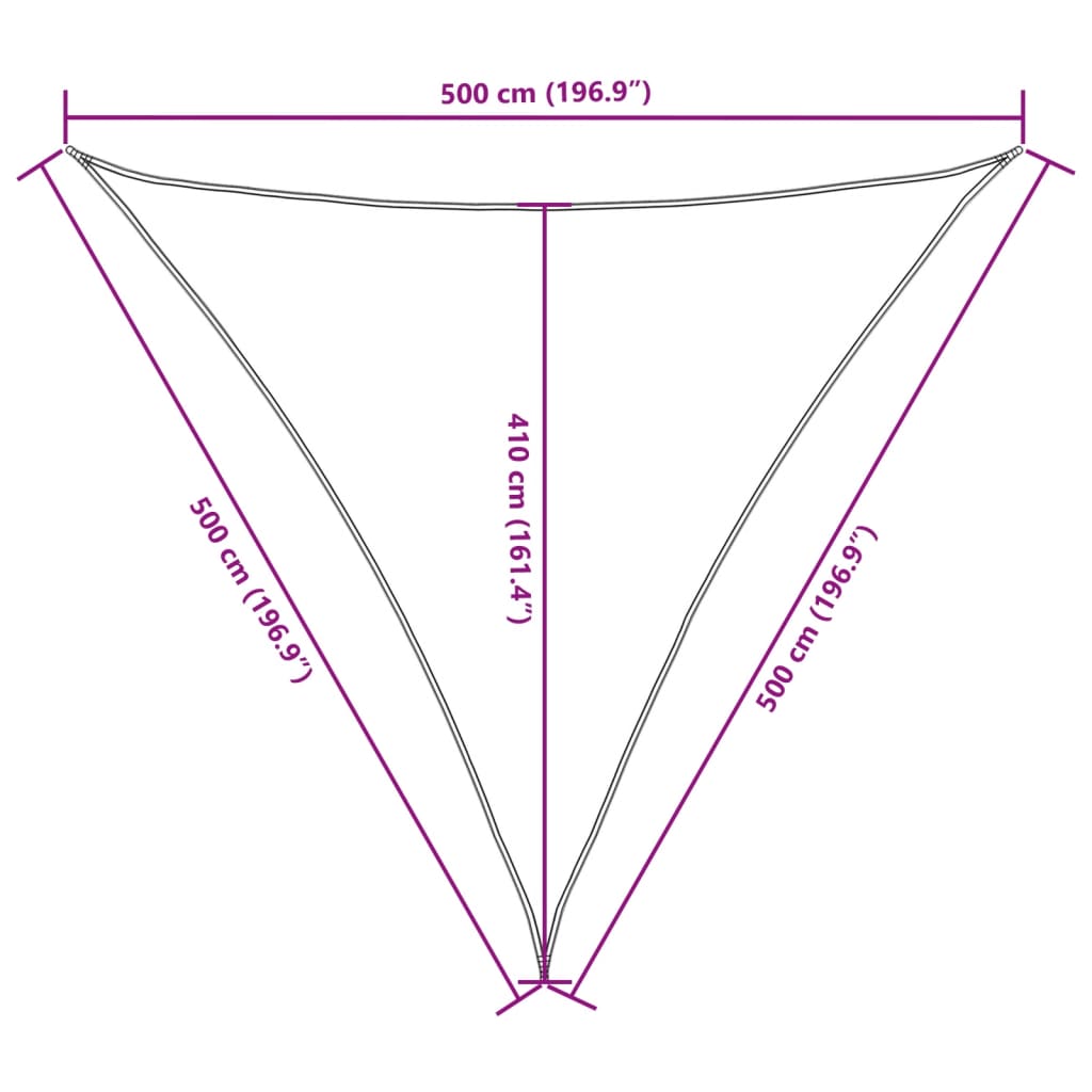 Toldo de vela triangular tela Oxford terracota 5x5x5 m vidaXL