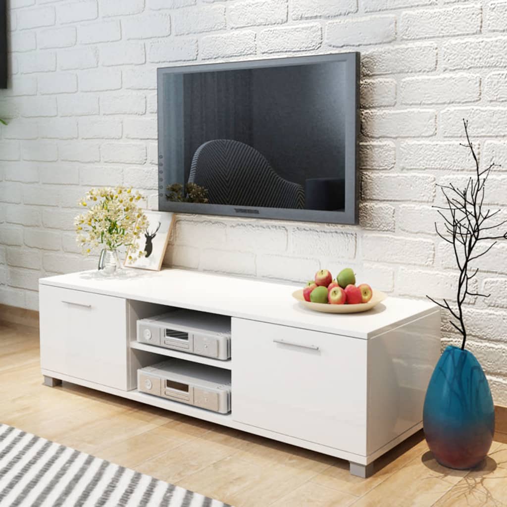 Vetonek Mueble para TV blanco brillante 120x40,5x35 cm