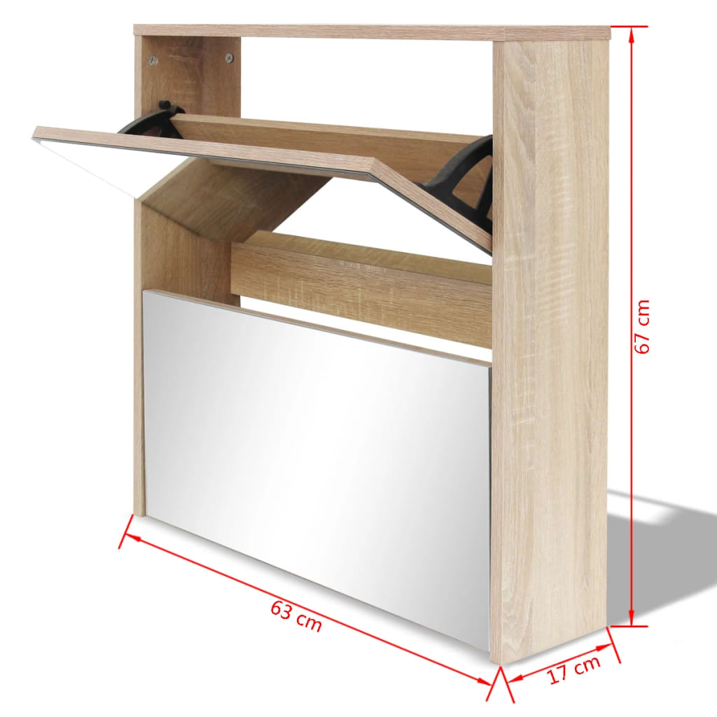 Gabinete zapatero 2 compartimentos espelhados colorida 63x17x67cm