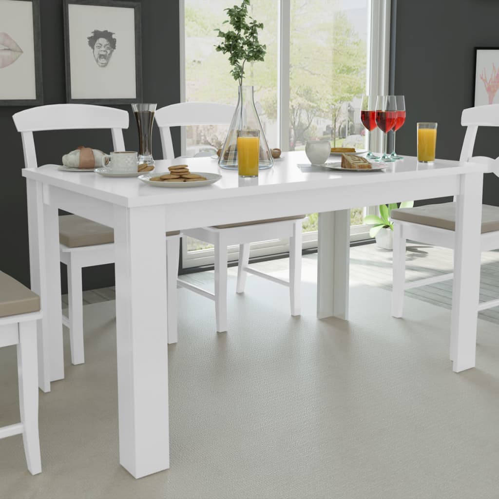 Vetonek Mesa de comedor blanca 140x80x75 cm