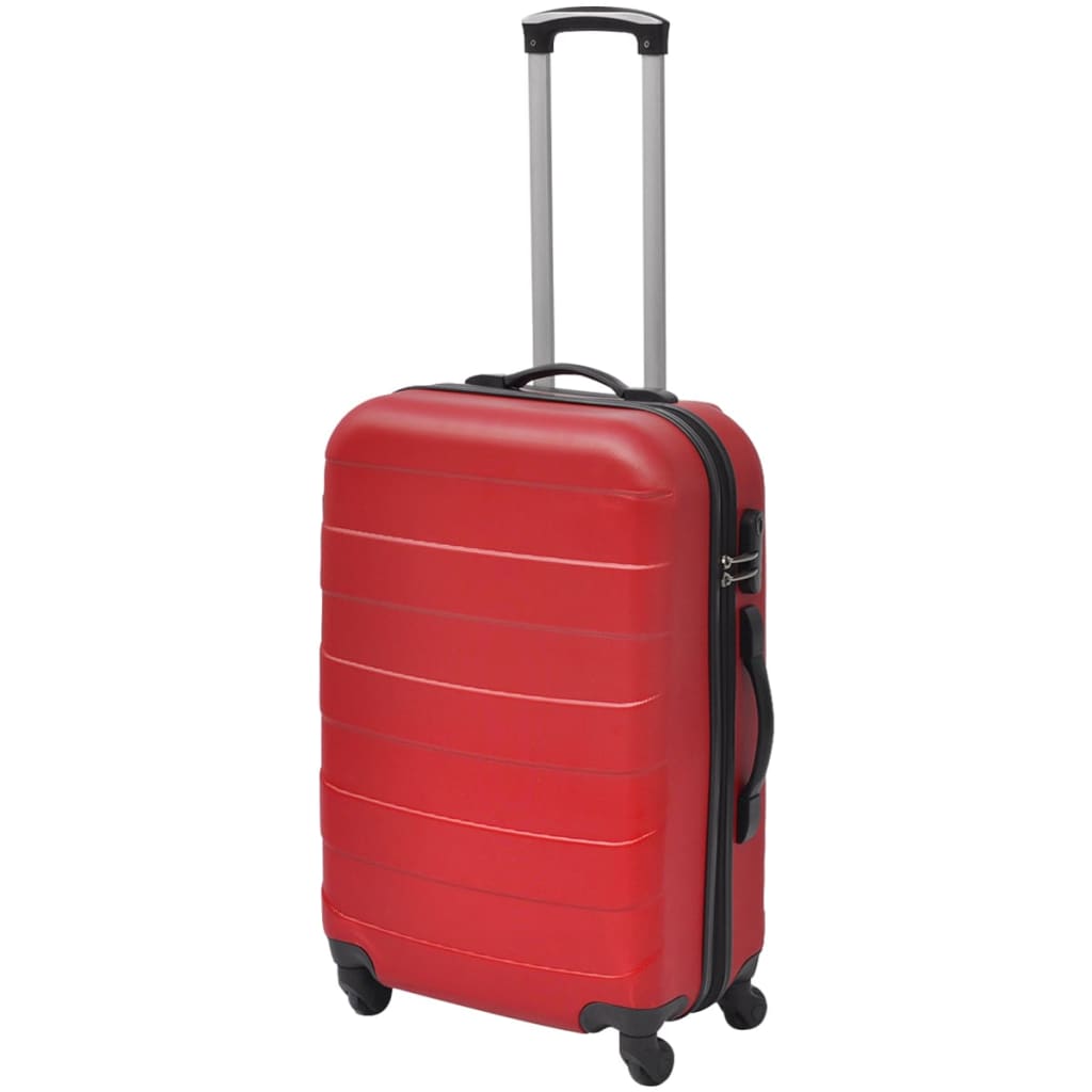 Set Trolley Maleta Rígida Tres Uds. Rojo vidaXL