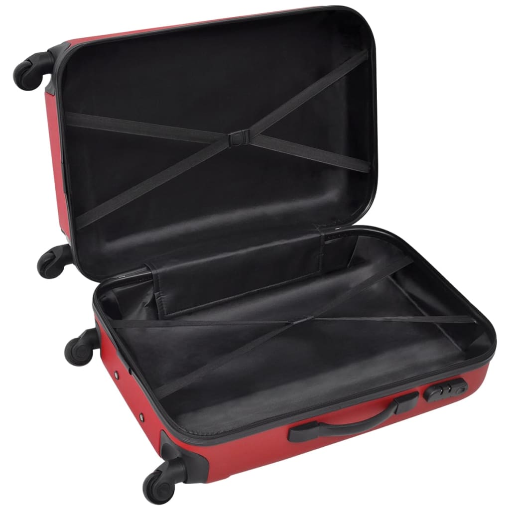 Set Trolley Maleta Rígida Tres Uds. Rojo vidaXL