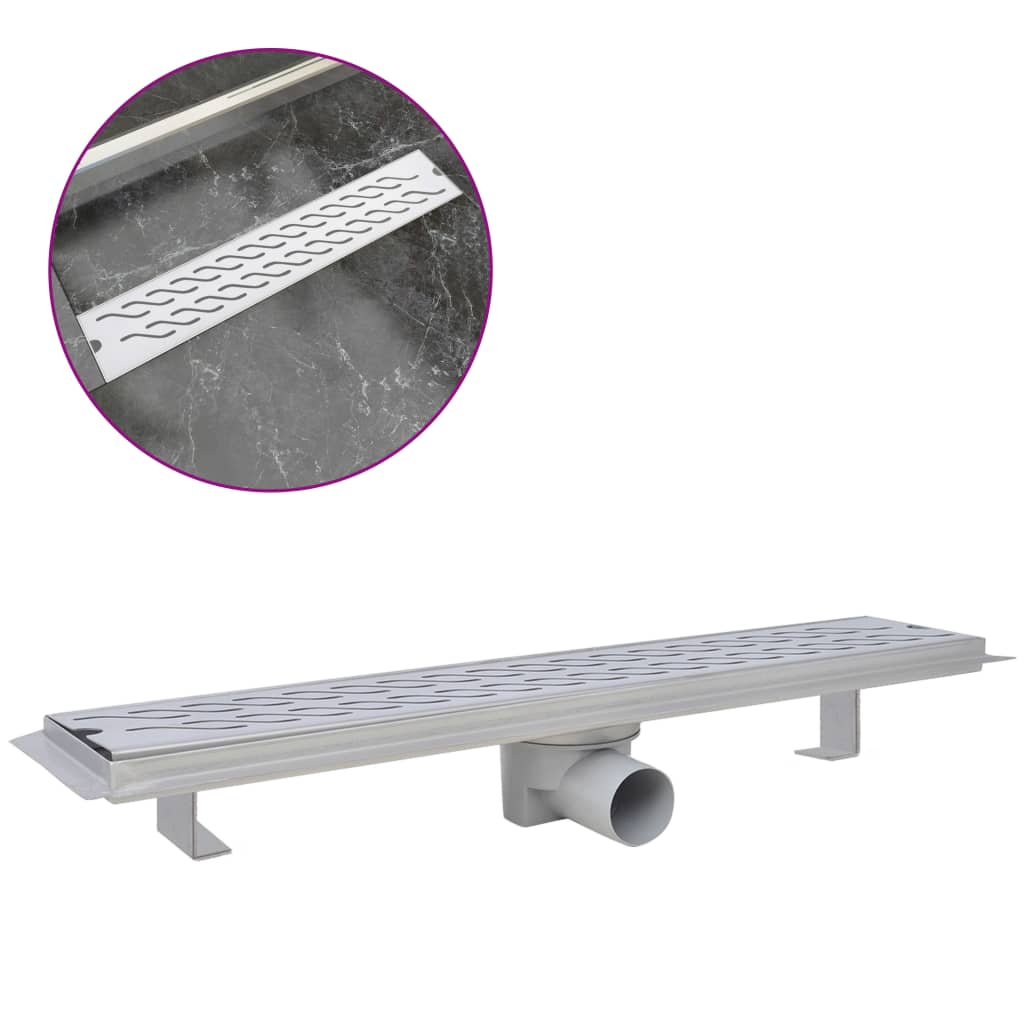 Vetonek Desagüe de ducha lineal ondulado acero inoxidable 630x140 mm
