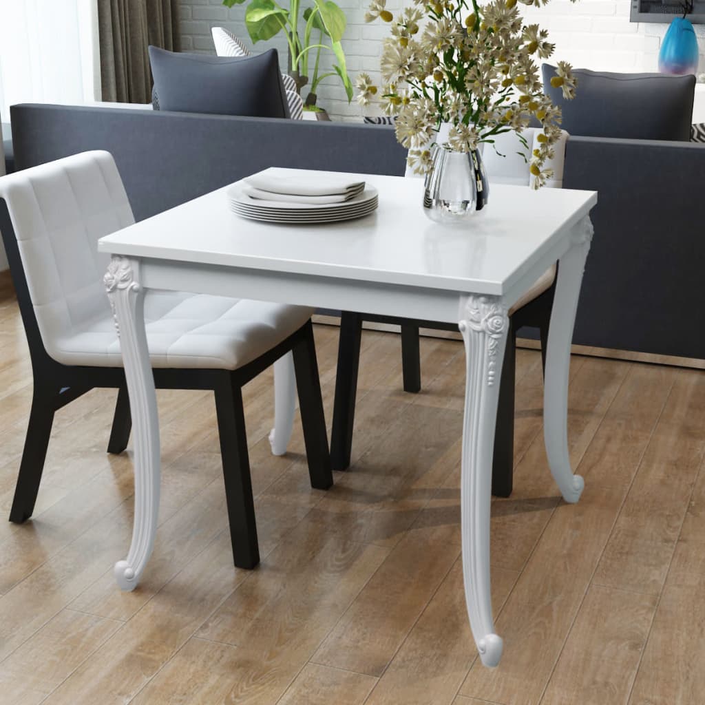 Vetonek Mesa de comedor blanco brillante 80x80x76 cm